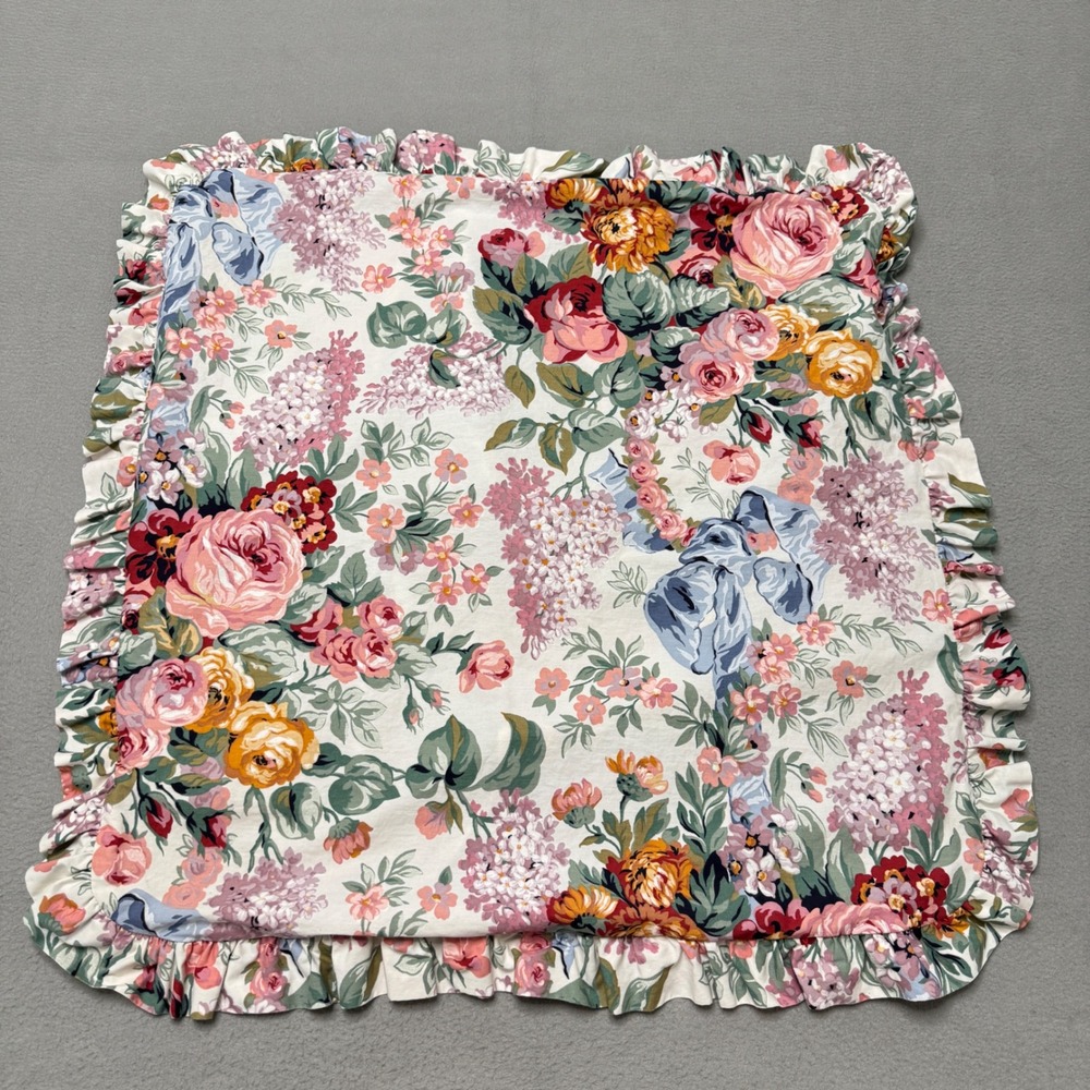 Ralph Lauren Pillow Sham Allison Floral Cotton Ruffled Multi Color Vintage USA